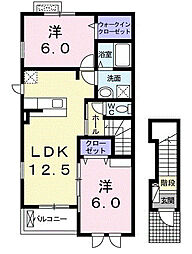 リリーベル 2LDKの間取図画像