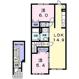 オビイーズ 2LDKの間取図画像