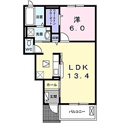 フィオーレ 1LDKの間取図画像