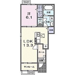 ビートルハウス野田山 1LDKの間取図画像