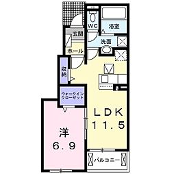 アニューグレイス2 1LDKの間取図画像