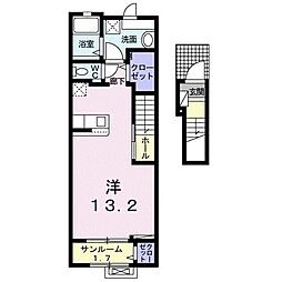 エテルナ　Ａ 2階ワンルームの間取り