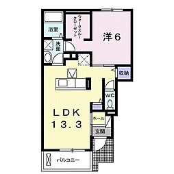 エスポワール3 1LDKの間取図画像