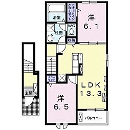 クレールパル 2LDKの間取図画像