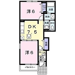 クオリティ・エヴァン 2DKの間取図画像
