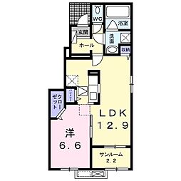 プルミエール手屋II 1階1LDKの間取り