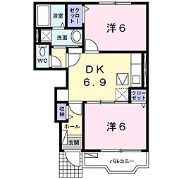 ローレルハウス 2DKの間取図画像