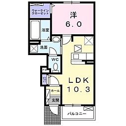 ラヴィエール2A 1LDKの間取図画像