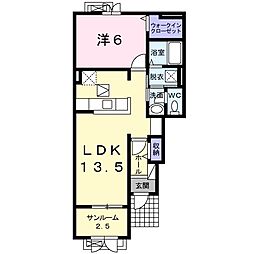 ＥＣＬＡＴ・ＷＥＳＴ 1階1LDKの間取り