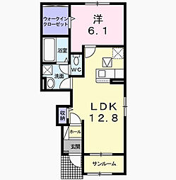 イースタンヒル 1LDKの間取図画像