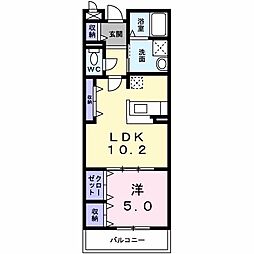 サンガーデン・ツヴァイ 1LDKの間取図画像