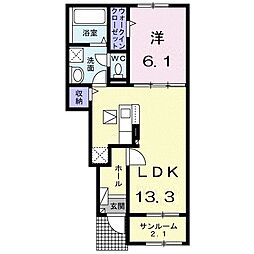 イタニティー富山 1LDKの間取図画像