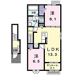 ミルトハウス 2LDKの間取図画像