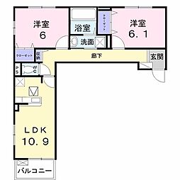 エテルノ泉南馬場 2LDKの間取図画像