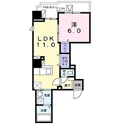 フルール　アビタシオン 2階1LDKの間取り