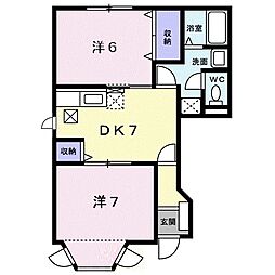ミレニアムKAN1B 2DKの間取図画像
