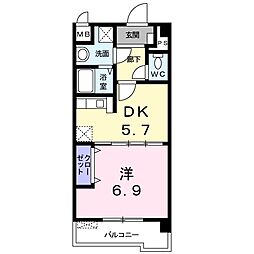 ソレイユ・ルヴァン 1DKの間取図画像