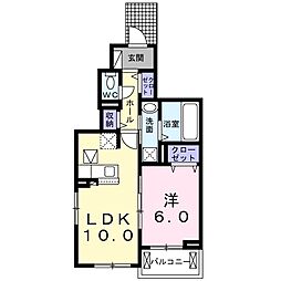 ルミエール　カメキタＡ棟 1階1LDKの間取り