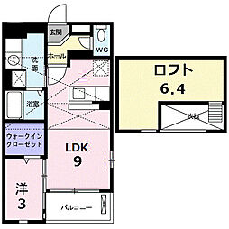 リバシティ夢咲2 1LDKの間取図画像