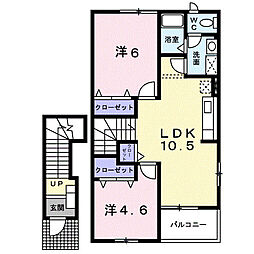 サモア3 2LDKの間取図画像