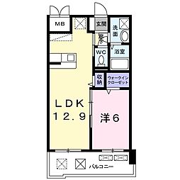 ベルフラワー大野城 1LDKの間取図画像