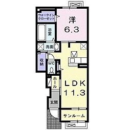 レモングラス 1階1LDKの間取り