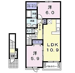 ベルフルール 2LDKの間取図画像