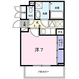 アベニール九の城 1Kの間取図画像