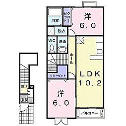 サンマーベラス 2LDKの間取図画像