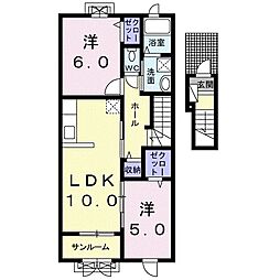 ラ・フォーリアB 2LDKの間取図画像