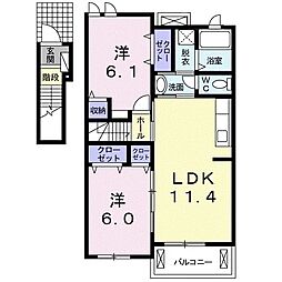 SunCity吉岡A 2LDKの間取図画像