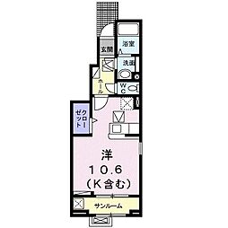 アザレアWest ワンルームの間取図画像
