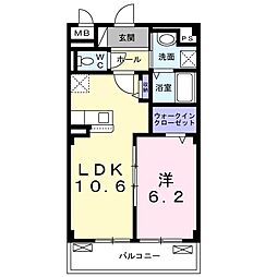 プラトウハウス 1LDKの間取図画像