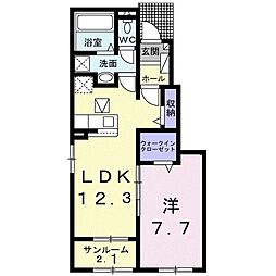 スターライトD 1LDKの間取図画像