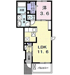 グラースメゾン中ノ町2 1LDKの間取図画像