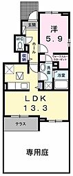 グランハピネス2 1LDKの間取図画像