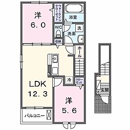 クラール野市B 2LDKの間取図画像