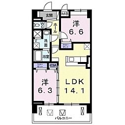 ミル・ベネフィス 2LDKの間取図画像