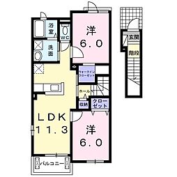 アルドール2 2LDKの間取図画像