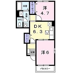 メゾン・アルル 2DKの間取図画像