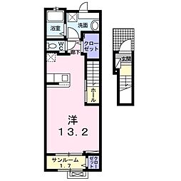 リバーサイドIII ワンルームの間取図画像