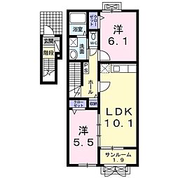 マジェステ 2階2LDKの間取り