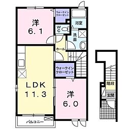 ｂｅｌｌｅ　ｍａｉｓｏｎ　箸蔵 2階2LDKの間取り