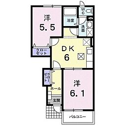 ボンヌシャンス 2DKの間取図画像