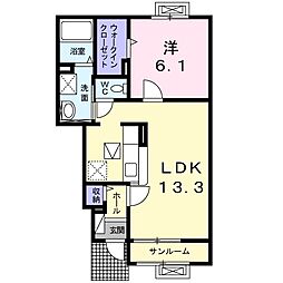 サニーヒルズE棟 1LDKの間取図画像
