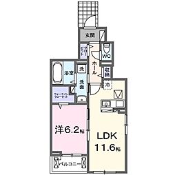 ココ　ヴェルジェ 1階1LDKの間取り