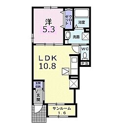 アルペンローゼ 1LDKの間取図画像