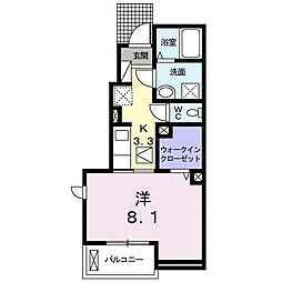 フローリッシュA 1Kの間取図画像