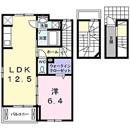 ハミングバード 1LDKの間取図画像