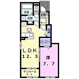 サン・クレール2 1LDKの間取図画像